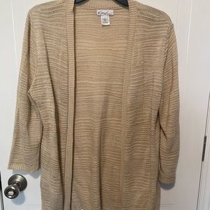 Kim Rogers tan cardigan. Size Large